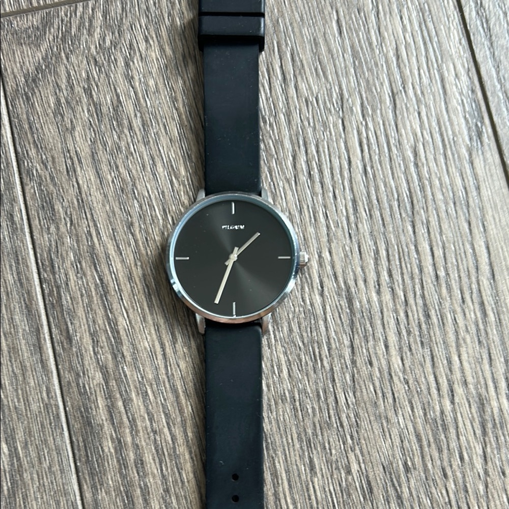 Pilgrim Black Silicone Strap Watch